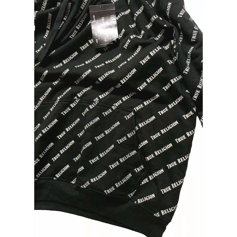 True Religion LS All Over Print Pullover Hoodie Men's Size 2XL
